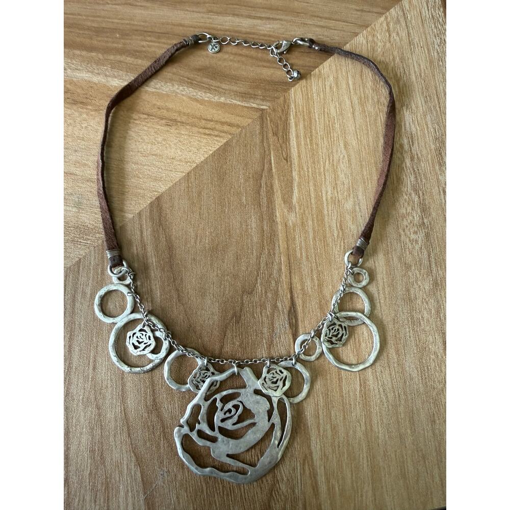 6/$25 ACCESS Rosebuds Stenciled Multi-Charm Bohemian Flower Dangle Necklace